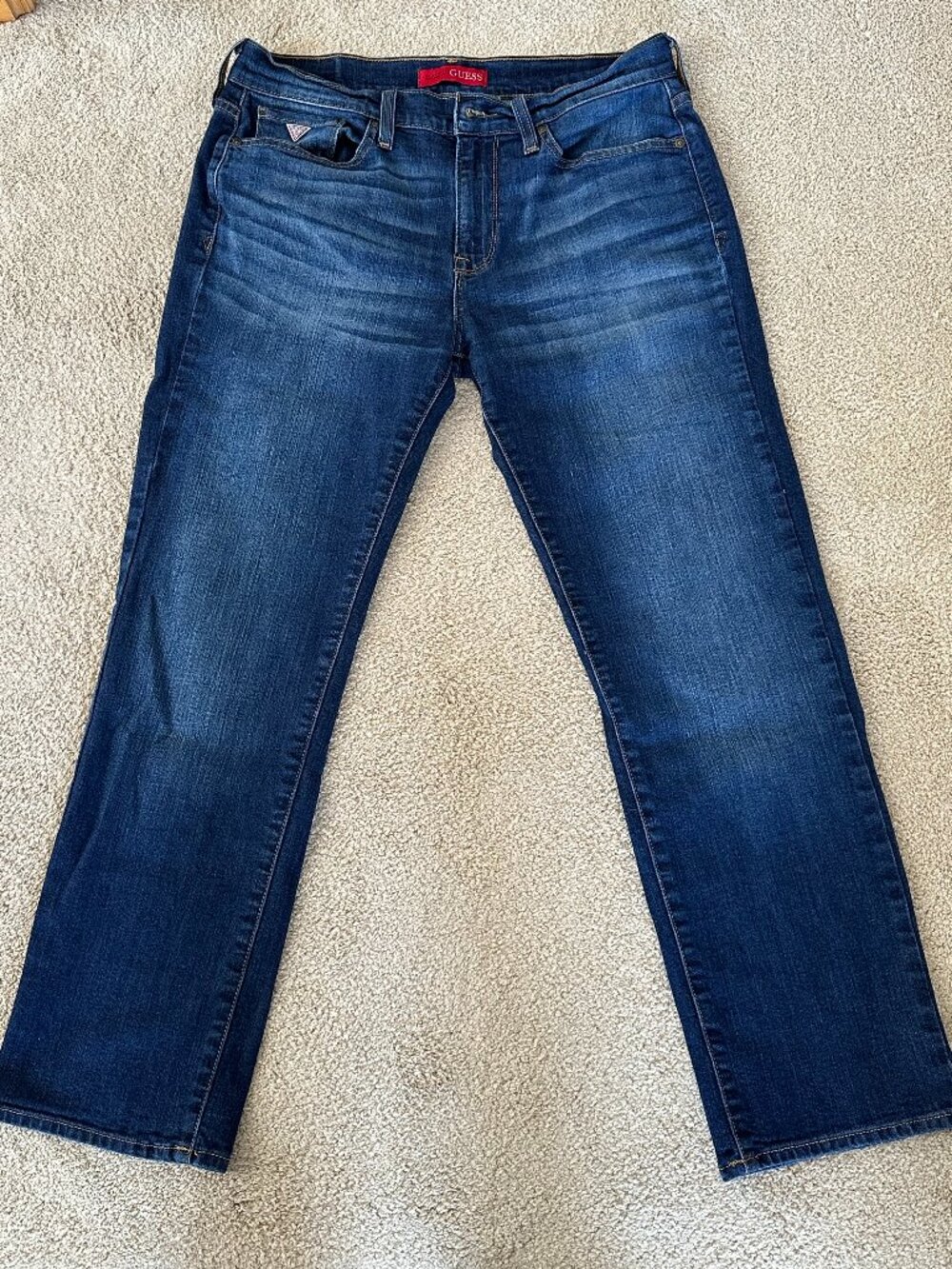 GUESS Lincoln Slim Straight Leg Dark Wash Stretch Denim Jeans Men 33x30